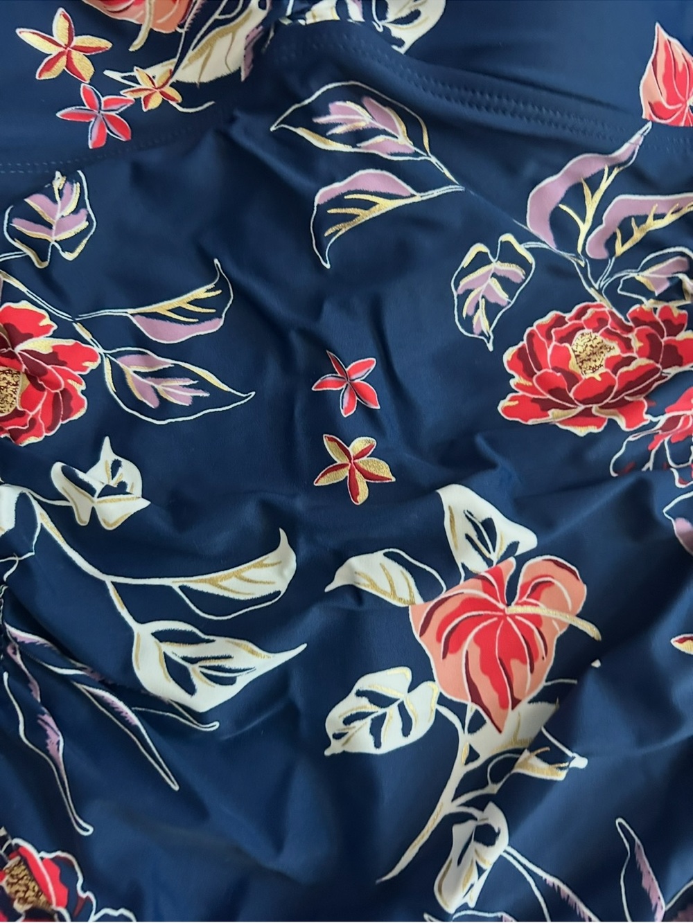 Heat Floral One Piece Swimsuit Women's Small Navy Blue Tropical Print - Picture 4 of 10